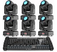 UKing 100W Jeux de Lumiere DJ - Pack DE 6 Lyre LED RGBW DMX Gobo Beam - Lumière de Scène Avec Console 384 Canaux