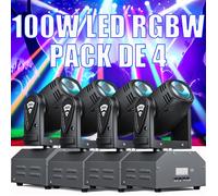 UKing 100W Lumière de Scène - Lyre LED RGBW DMX512 Beam - Jeux de Lumiere DJ Pour Party Disco Mariage Pack DE 4