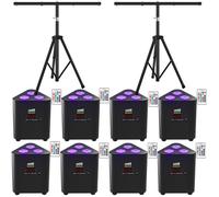 UKing 120W 3 LED Jeux de Lumiere DJ - Par LED Avec 2 Support Batterie 4400 mA Rechargeables RGBW DMX avec Télécommande Pack De 8