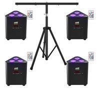 UKing 120W 3 LED Jeux de Lumiere DJ - Par LED Avec Support Batterie 4400 mA Rechargeables RGBW DMX avec Télécommande Pack De 4