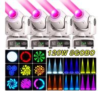 UKing 120W Jeux de Lumiere DJ - Lyre LED RGBW DMX 8 Gobo Beam - Lumière de Scène Pour DJ Party Disco Mariage Pack DE 4 Blanc