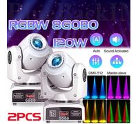UKing 120W Jeux de Lumiere DJ - Lyre LED RGBW DMX 8 Gobo Beam - Pack DE 2 Lumière de Scène Pour DJ Party Disco Mariage Blanc