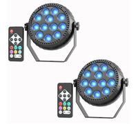 UKing 120W Lumière de Scène Sans Fil 12 RGBW LED, 2PCS 3000mAh Par LED Batterie Rechargeable Télécommande, Jeux de Lumiere DJ