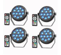 UKing 120W Lumière de Scène Sans Fil 12 RGBW LED, 4PCS 3000mAh Par LED Batterie Rechargeable Télécommande, Jeux de Lumiere DJ