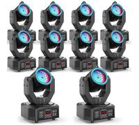UKing 120W Lyre LED RGBW DMX Beam Gobo Avec Bande Lumineuse RGB et Laser - Pack de 10 Jeux de Lumiere DJ Pour Party Disco