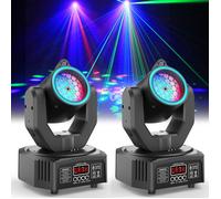 UKing 120W Lyre LED RGBW DMX Beam Gobo Avec Bande Lumineuse RGB et Laser - Pack de 2 Jeux de Lumiere DJ Pour Party Disco
