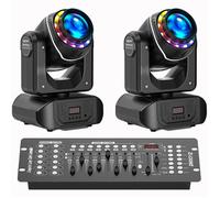 UKing 180W Jeux de Lumiere DJ Anneau Lumineux Coloré - 2PCS Lyre LED RGBW DMX Beam GOBO 18 Prismes Avec Console 192 Canaux
