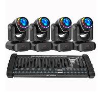UKing 180W Jeux de Lumiere DJ Anneau Lumineux Coloré - 4PCS Lyre LED RGBW DMX Beam GOBO 18 Prismes Avec Console 384 Canaux