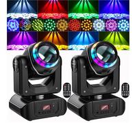 UKing 180W Lumière de Scène - Lyre LED RGBW DMX Beam GOBO 18 Prismes - Jeux de Lumiere DJ Anneau Lumineux Coloré Pack de 2
