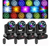 UKing 180W Lumière de Scène - Lyre LED RGBW DMX Beam GOBO 18 Prismes - Jeux de Lumiere DJ Anneau Lumineux Coloré Pack de 4