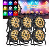 UKing 200W 18 LED Jeux de Lumières - Lumière de Scène RGBW 4 en 1 DMX - Par LED avec Stroboscope & Son Pour DJ Disco Fête PACK DE 6