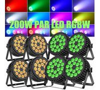 UKing 200W 18 LED Jeux de Lumières - Lumière de Scène RGBW 4 en 1 DMX - Par LED avec Stroboscope & Son Pour DJ Disco Fête PACK DE 8