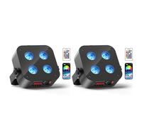 UKing 200W 4 LED RGBWA-UV Jeux de Lumiere DJ 5000mA Batterie - 2PCS Lumière de Scène Contrôle de l'application et Télécommande