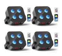 UKing 200W 4 LED RGBWA-UV Jeux de Lumiere DJ 5000mA Batterie - 4PCS Lumière de Scène Contrôle de l'application et Télécommande