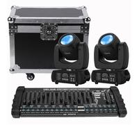 UKing 200W DJ Lyre LED Beam 8 GOBO 18 Prisme DMX - PACK DE 2 Jeux de Lumiere DJ Avec Console 384 Canaux & Flightcase