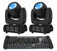 UKing 200W DJ Lyre LED Beam 8 GOBO 18 Prisme DMX - PACK DE 2 Jeux de Lumiere DJ - Lumière de Scène Avec Console 384 Canaux