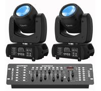 UKing 200W DJ Lyre LED Beam 8 GOBO 18 Prisme DMX - PACK DE 2 Jeux de Lumiere DJ - Lumière de Scène Avec Console 192 Canaux