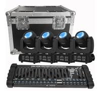 UKing 200W DJ Lyre LED Beam 8 GOBO 18 Prisme DMX - PACK DE 4 Jeux de Lumiere DJ Avec Console 384 Canaux & Flightcase