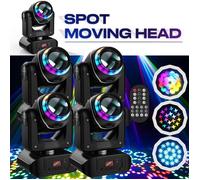 UKing 200W DJ Lyre LED RGBW DMX Beam 10 GOBO 18 Prismes Avec Bande Lumineuse arc-en-ciel - Jeux de Lumiere Pack de 4