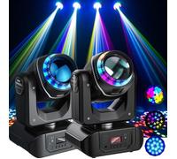 UKing 200W DJ Lyre LED RGBW DMX Beam 10 GOBO 18 Prismes Avec Bande Lumineuse arc-en-ciel - Jeux de Lumiere Pack de 2