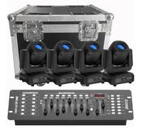 UKing 200W Jeux de Lumiere DJ - DJ Lyre LED Beam 8 GOBO 3 Prisme DMX PACK DE 4 Avec Console 192 Canaux & Flightcase