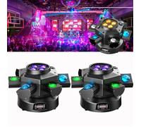 UKing 200W Jeux de Lumiere - DJ Lyre LED Rotation Lumière de Scène 10 RGBW LED + Laser LED Gypsophile Rouge et Vert - Pack De 2