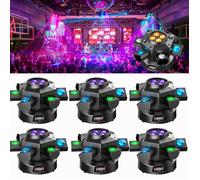 UKing 200W Jeux de Lumiere - DJ Lyre LED Rotation Lumière de Scène 10 RGBW LED + Laser LED Gypsophile Rouge et Vert - Pack De 6