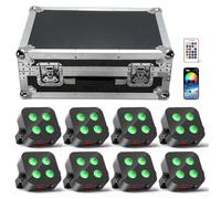 UKing 200W LED RGBWA-UV Jeux de Lumiere DJ 5000mA Batterie Avec Flightcase 8PCS Contrôle de l'application et Télécommande