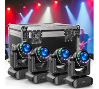 UKing 200W Lyre LED RGBW Beam 10 GOBO 18 Prismes Avec Bande Lumineuse arc-en-ciel - 4PCS Jeux de Lumiere DJ Avec Flightcase