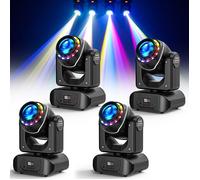 UKing 200W Lyre LED RGBW DMX Beam 10 GOBO 18 Prismes Avec Bande Lumineuse arc-en-ciel - Jeux de Lumiere DJ Pack de 4