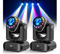 UKing 200W Lyre LED RGBW DMX Beam 10 GOBO 18 Prismes Avec Bande Lumineuse arc-en-ciel - Jeux de Lumiere DJ Pack de 2