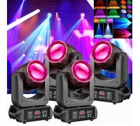 UKing 250W Lumière de Scène DMX512 - Lyre LED Beam GOBO 18 Prisme - Jeux de Lumiere DJ pour Disco Fêtes Mariage - Pack de 4