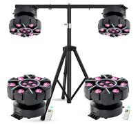 UKing 2PCS 230W Jeux de Lumiere DJ - 6 Bras Lyre LED RGBW Beam Wash Laser Bee-Eyes Bande 22 RGB LED avec Télécommande Trépied