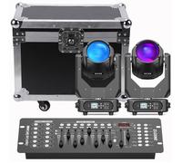 U'king 2PCS 400W Jeux de Lumiere DJ 48 + 8 Prisme - Lyre LED RGBW DMX Beam Wash Zoom Gobo Avec Console 192 Canaux & Flightcase