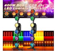 UKING-2PCS Lampes de scène-400W RGB-Mini projecteur linéaire vintage 6 pièces pour scène, idéal pour DJ, concerts, fêtes, mariages