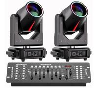 U'King 380W DJ LYRE LED RGBW - 2PCS Jeux de Lumiere Zoom Beam Wash Gobo 8+18 Prisme Effet arc-en-ciel Avec Console 192 Canaux