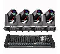 U'King 380W DJ LYRE LED RGBW - 4PCS Jeux de Lumiere Zoom Beam Wash Gobo 8+18 Prisme Effet arc-en-ciel Avec Console 384 Canaux