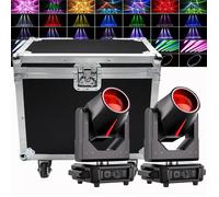 UKing 380W DJ LYRE LED RGBW Avec Flightcase - 2PCS Jeux de Lumiere DJ Zoom Beam Wash Gobo 8+18 Prisme Effet arc-en-ciel
