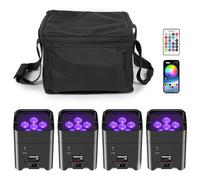U'King 4 pièces 6x18W 6IN1 RGBAW + UV Par lumière avec sac DMX télécommande WiFi Par lumière sans fil LED lumière de scène pour DJ Bar fête 4 pièces avec sac