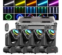UKing 4PCS 150W Jeux de Lumiere DJ - Lyre LED Beam 7 GOBO DMX Avec Bande LED RGBW & Effet demi-couleurs & Flightcase