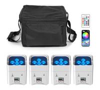UKing 4pcs blanc 108W RGBWA + UV LED par projecteurs batterie rechargeable avec sac et télécommande, DMX lumière disco Pour DJ, party, bar, karaoké, mariage, anniversair