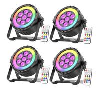 UKING 7 LED Par Lampe, Lumière de Scène RGB, Lyre Éclairage Disco DJ Contrôle Multiple pour Bar, KTV, Fête - PACK DE 4
