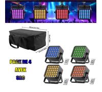 UKing 72W Jeux de Lumière, Lumière de Scène Par LED RGB Avec 5200mAh Batterie Lithium Rechargeable & Sac, Pour Disco Fête PACK DE 4