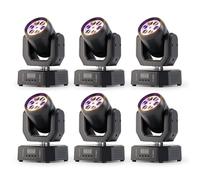 UKing 80W Lyre 6 LED RGBW - Lumière de Scène Beam Wash DMX 4 en 1 avec Télécommande - Jeux de Lumiere DJ PACK DE 6