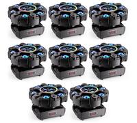 UKing 8PCS 180W Jeux de Lumiere - DJ Lyre LED RGBW 6 Bras - Lumière Laser & Stroboscopique Avec Effet d'ouverture Coloré