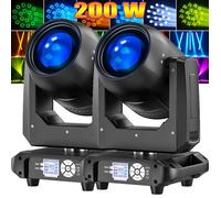 UKING DJ Lyre 200W - Lumières de scène à prisme à 18 facettes - 14 GOBO et 14 effets de couleurs et effet demi-couleur - Pack de 2