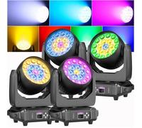 UKing DJ Lyre LED RGBW DMX512 - 19x20W Lumière de Scène Zoom Beam Wash Écran LCD - Jeux de Lumiere DJ Pour Disco Fête Pack de 4