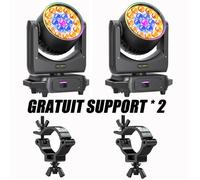 U'king Lumières de Scène Lyre - 19 RGBW LED Spotlights Focusage DMX512 - Avec ouverture Parfaits pour DJ KTV Bars Disco - Pack de 2