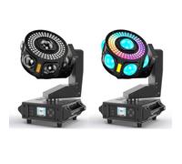 UKING-LYRE DJ 200W RGBW-PACK DE 2 Jeux de Lumières DJ- Laser + pivot infini (Z)- Lampe de Scène Écran couleur DMX pour Disco