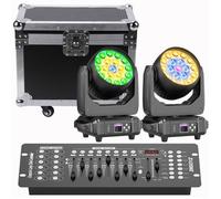 UKing Lyre LED RGBW DMX512, 19x20W Lumière de Scène Zoom Beam Wash, Jeux de Lumiere DJ 2PCS Avec Flightcase&Console 192 Canaux